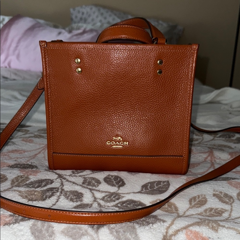 Coach Brown Crossbody Bag with Metal Studs
